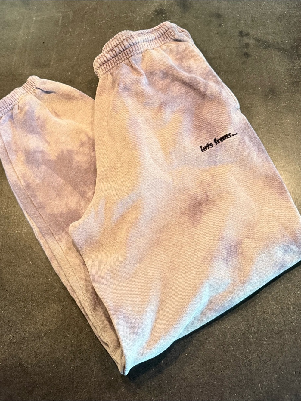 Iets Frans Lavender & White Tie-Dye Sweatpants with Embroidered Logo